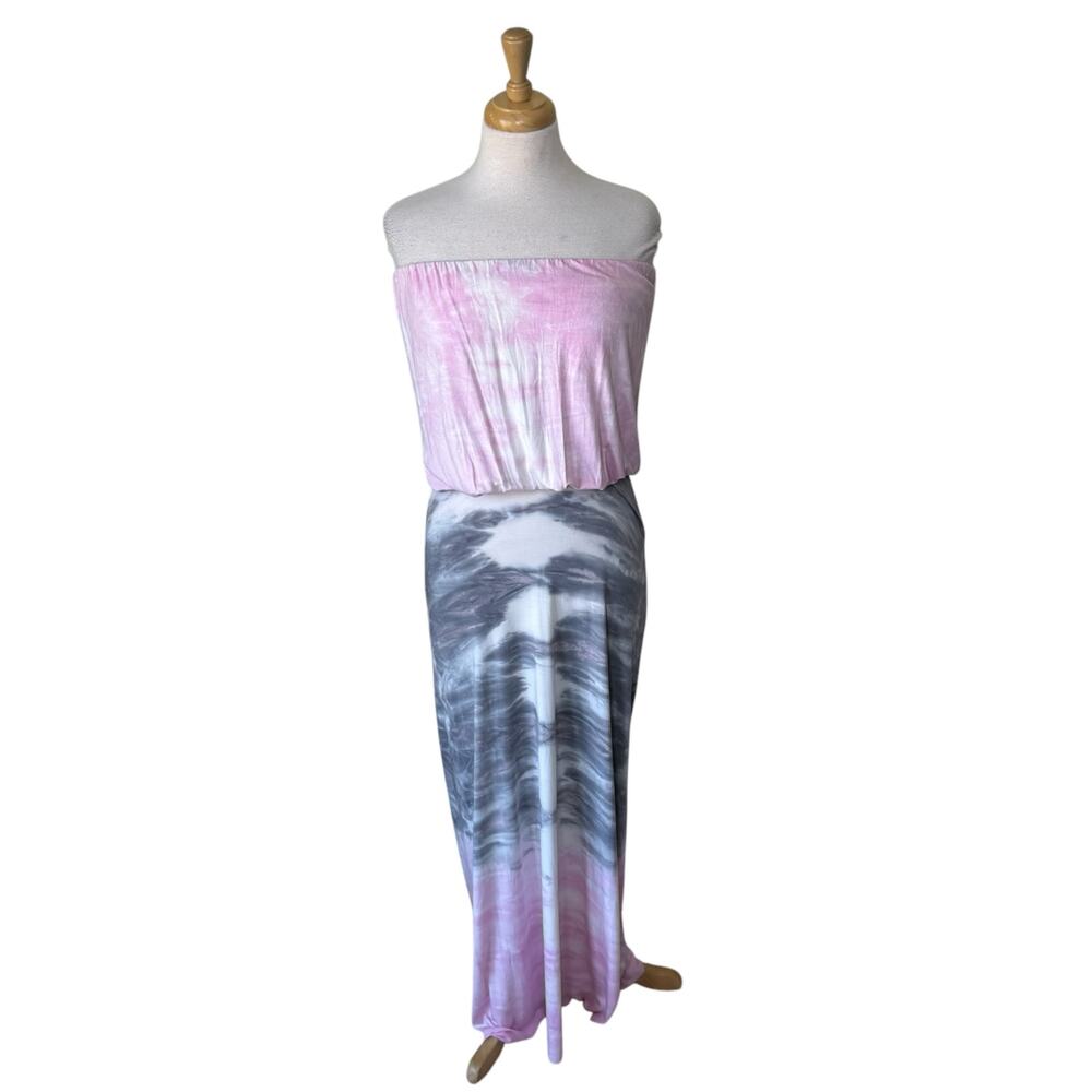 YOUNG FABULOUS & BROKE YFB Strapless Pink Gray Ombre Maxi Dress XS